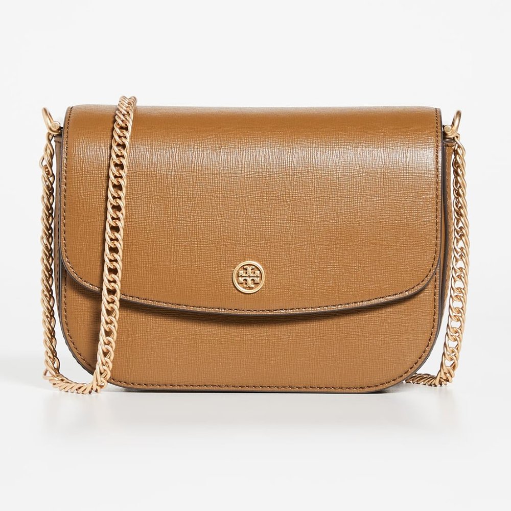 ❤️ NWT Tory Burch Robinson Convertible Leather Shoulder Bag Bistro Brown AUTHNTC